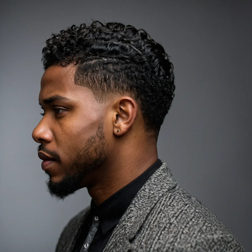 Burst FadeBlack man with burst fade hairc 2