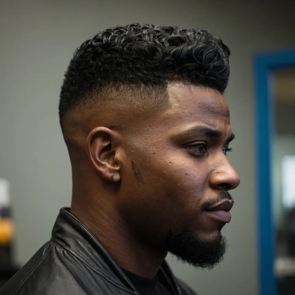 Disconnected Pompadour FadeBlack man with 2