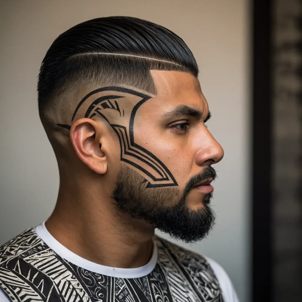Fade Haircut with TribalInspired Linesman 2
