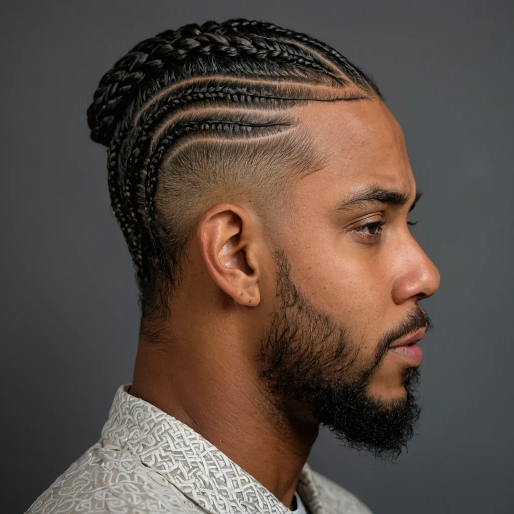 Faded CornrowsBlack man with cornrows braid 2