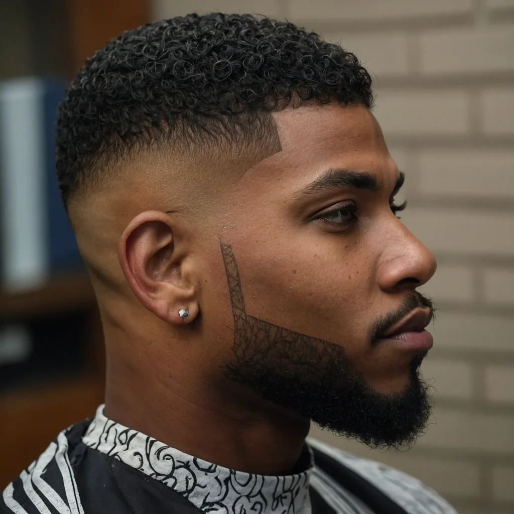 High Fade with DesignBlack man with high 2