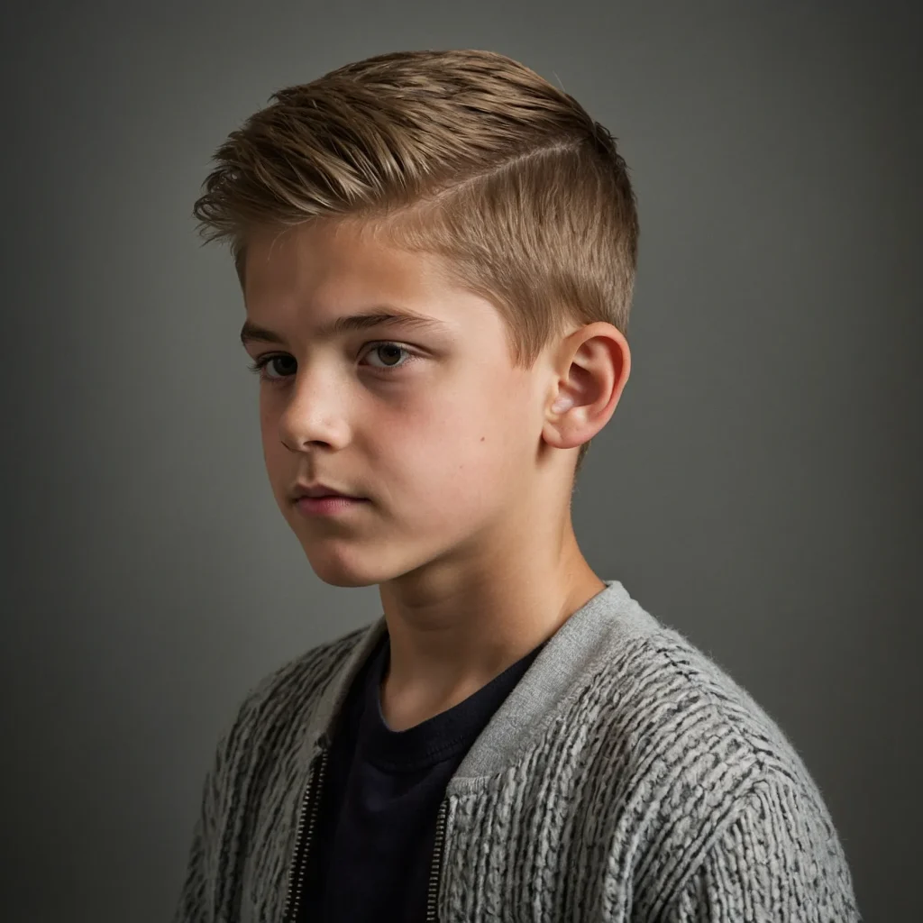 Textured Cropschoolage boy with short te 1