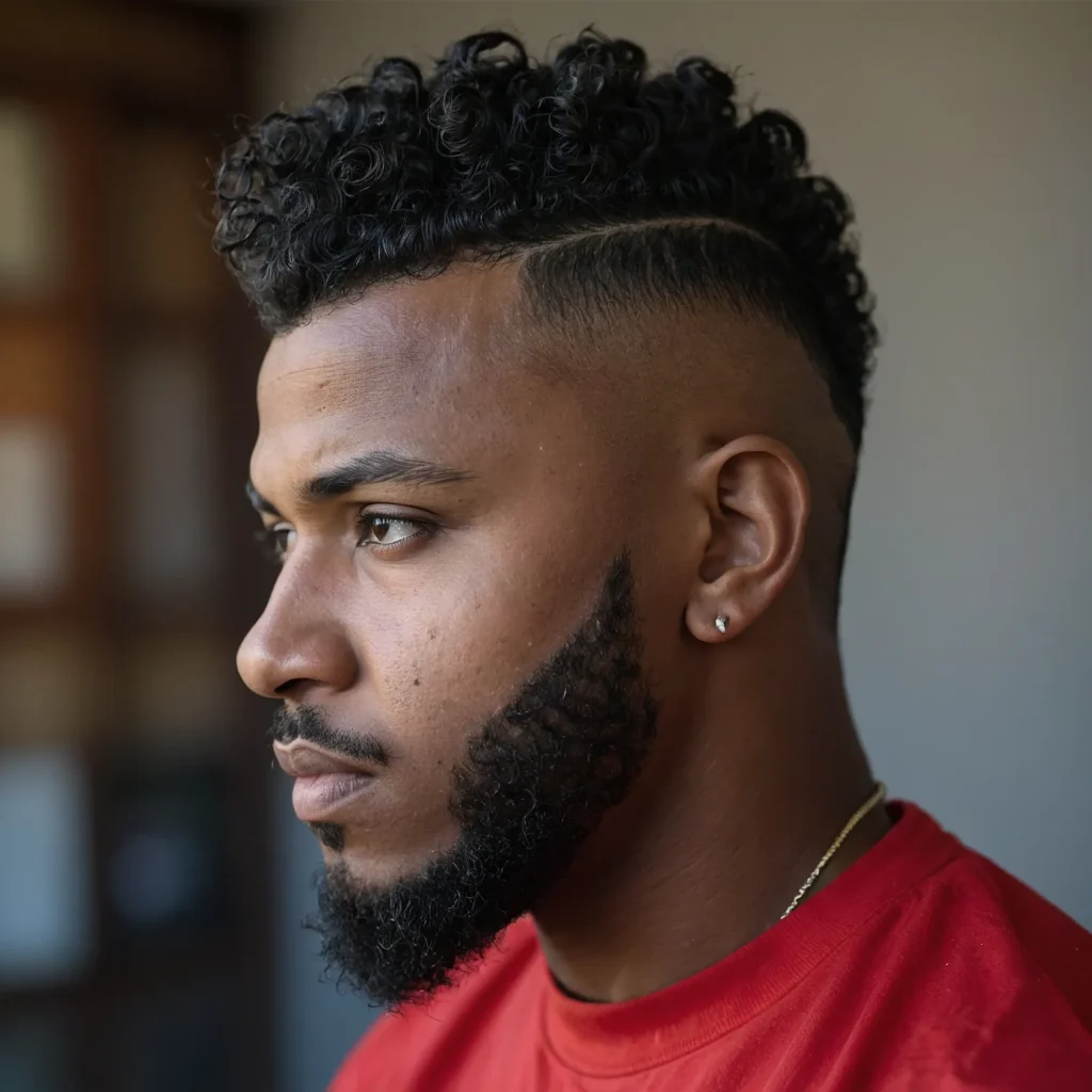 Burst Fade MohawkBlack man with bold curly 3