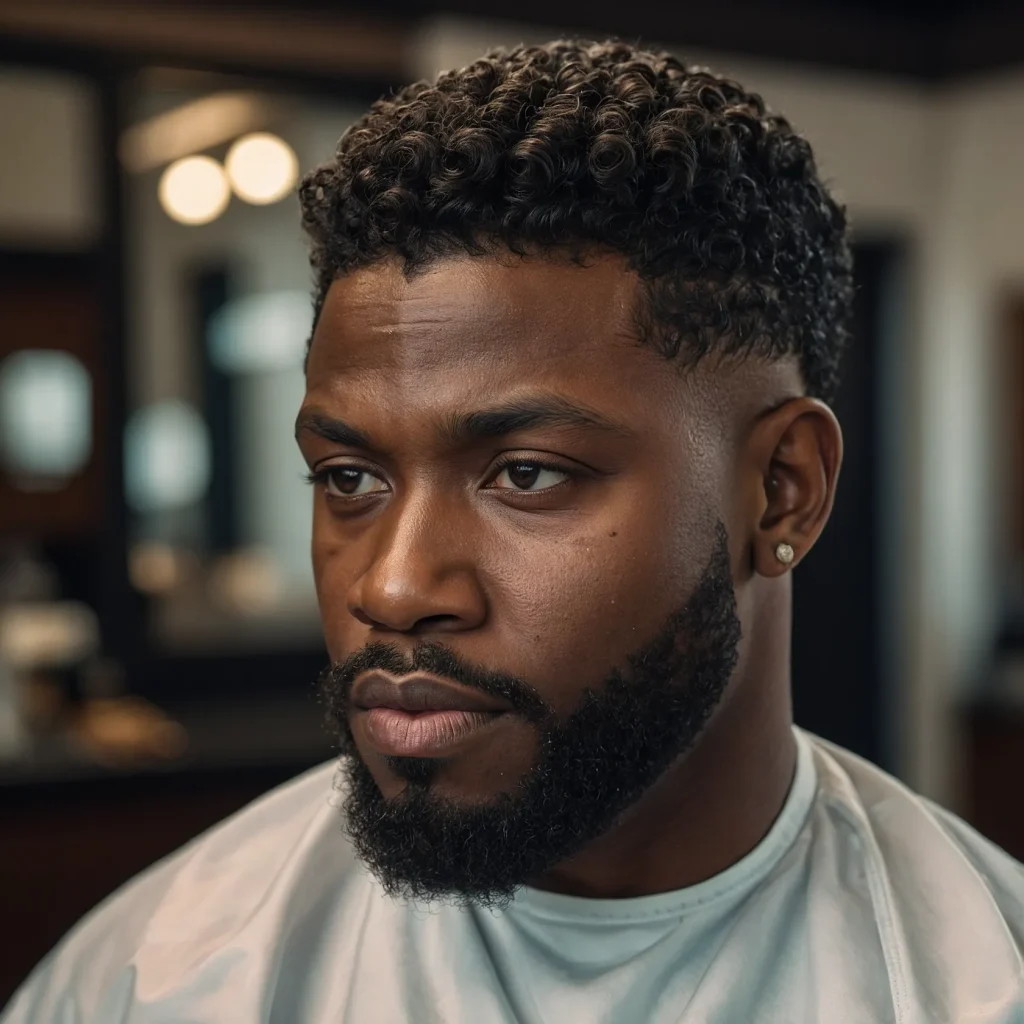 Classic Burst Fade with Curlsphotorealistic 3