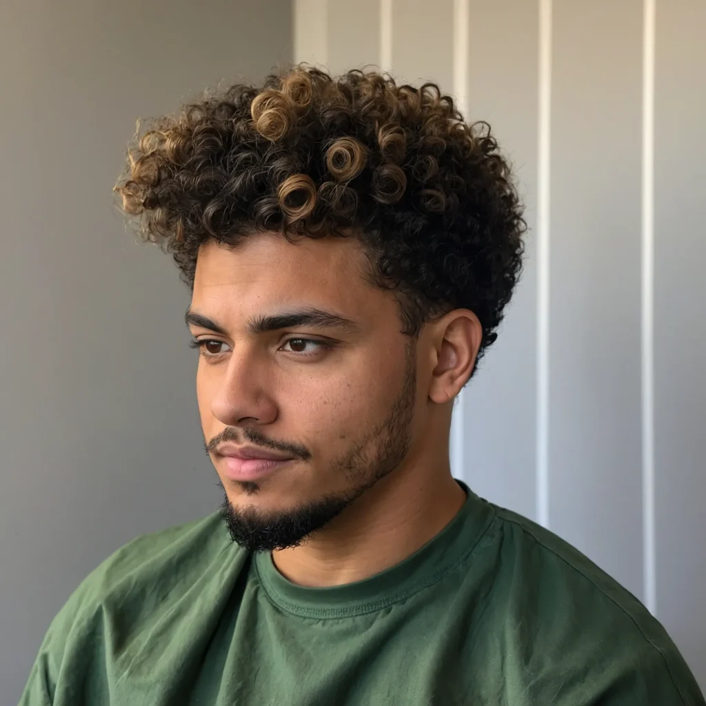 Curly Top with Burst FadeNatural curls on top 3
