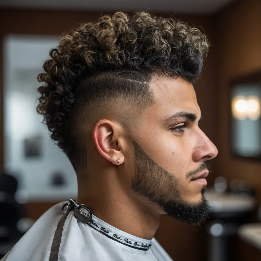 Frohawk with Burst Fadetapered curly mohawk 3