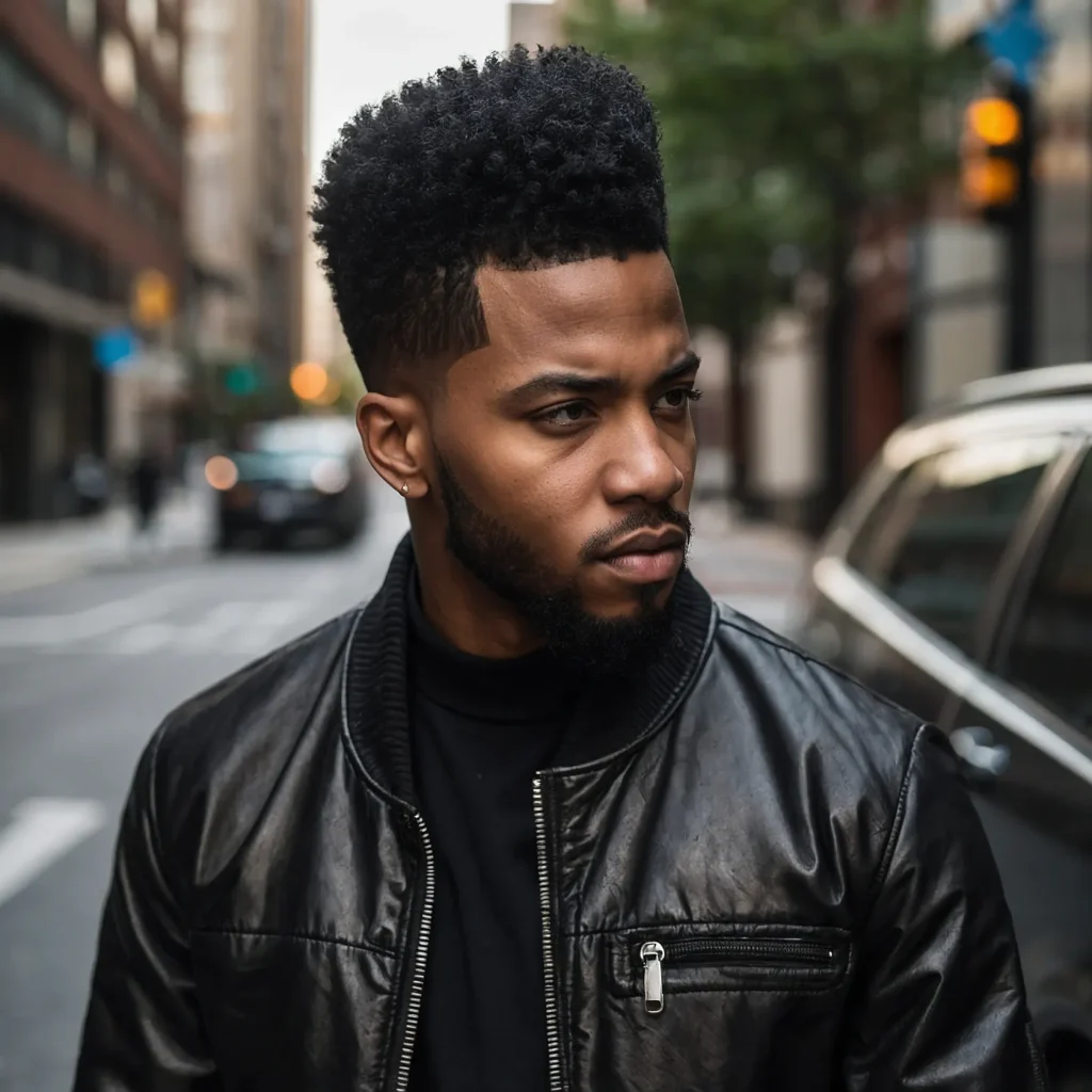 High Top with Burst FadeBlack man with hi 3