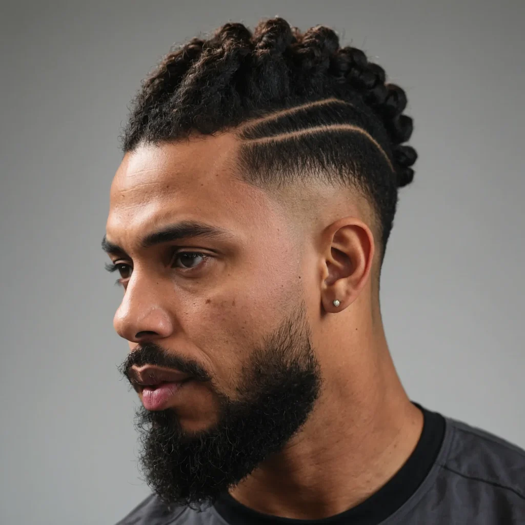 Loc Bun Burst Fadehigh loc bun secured on 0