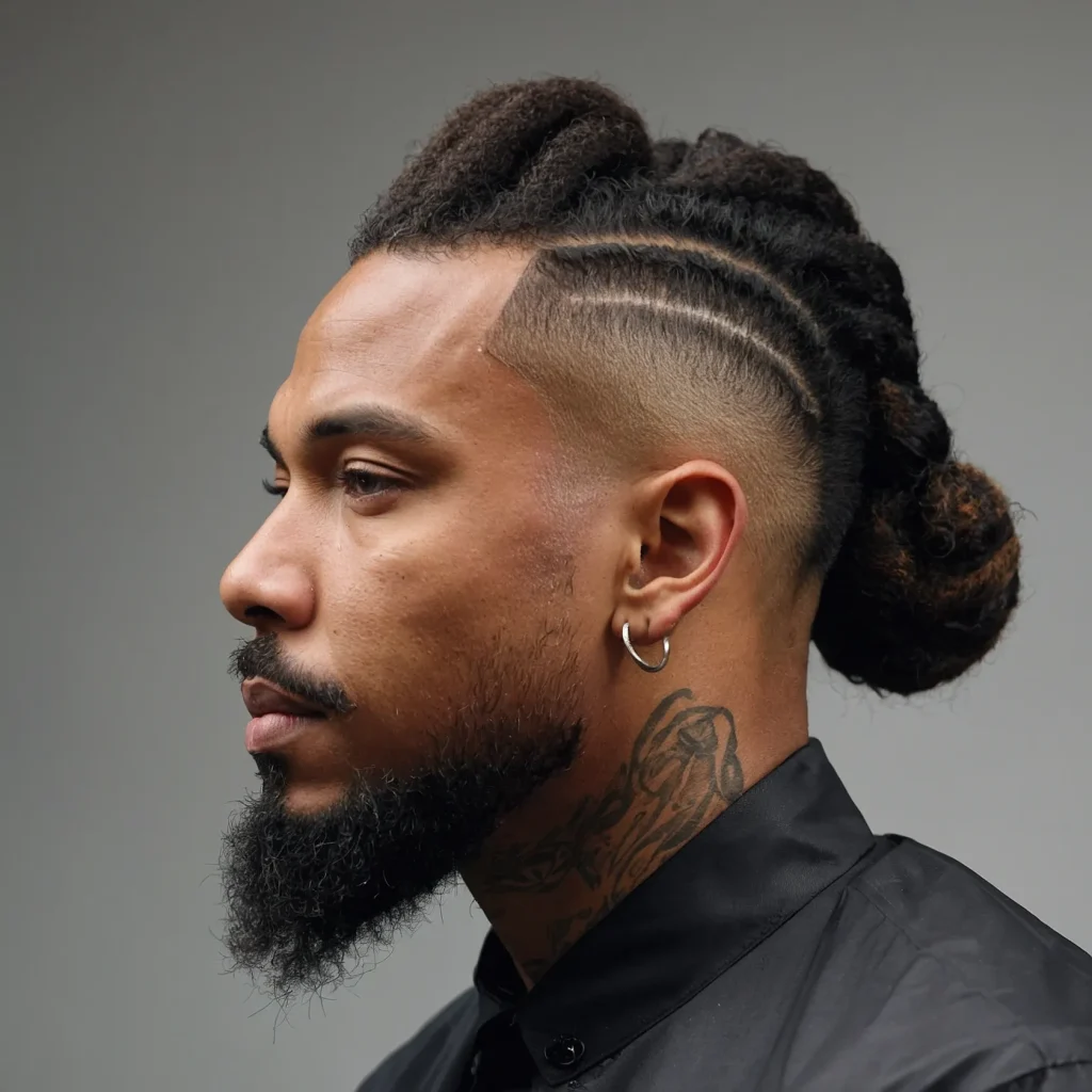 Loc Bun Burst Fadehigh loc bun secured on 3