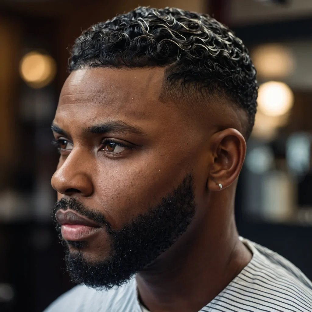 Low Fade with 360 WavesBlack man showcasing 0