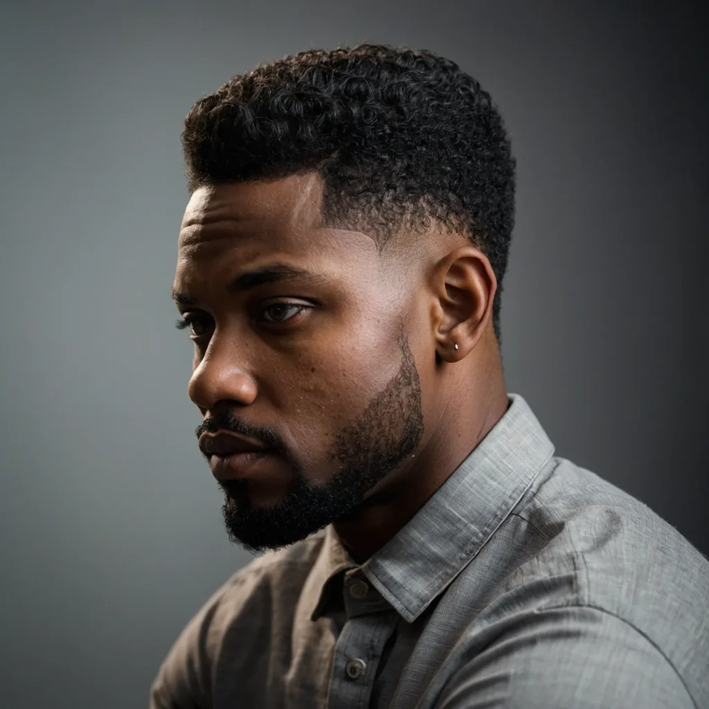 Low Fade with Brushed TopBlack man with b 3