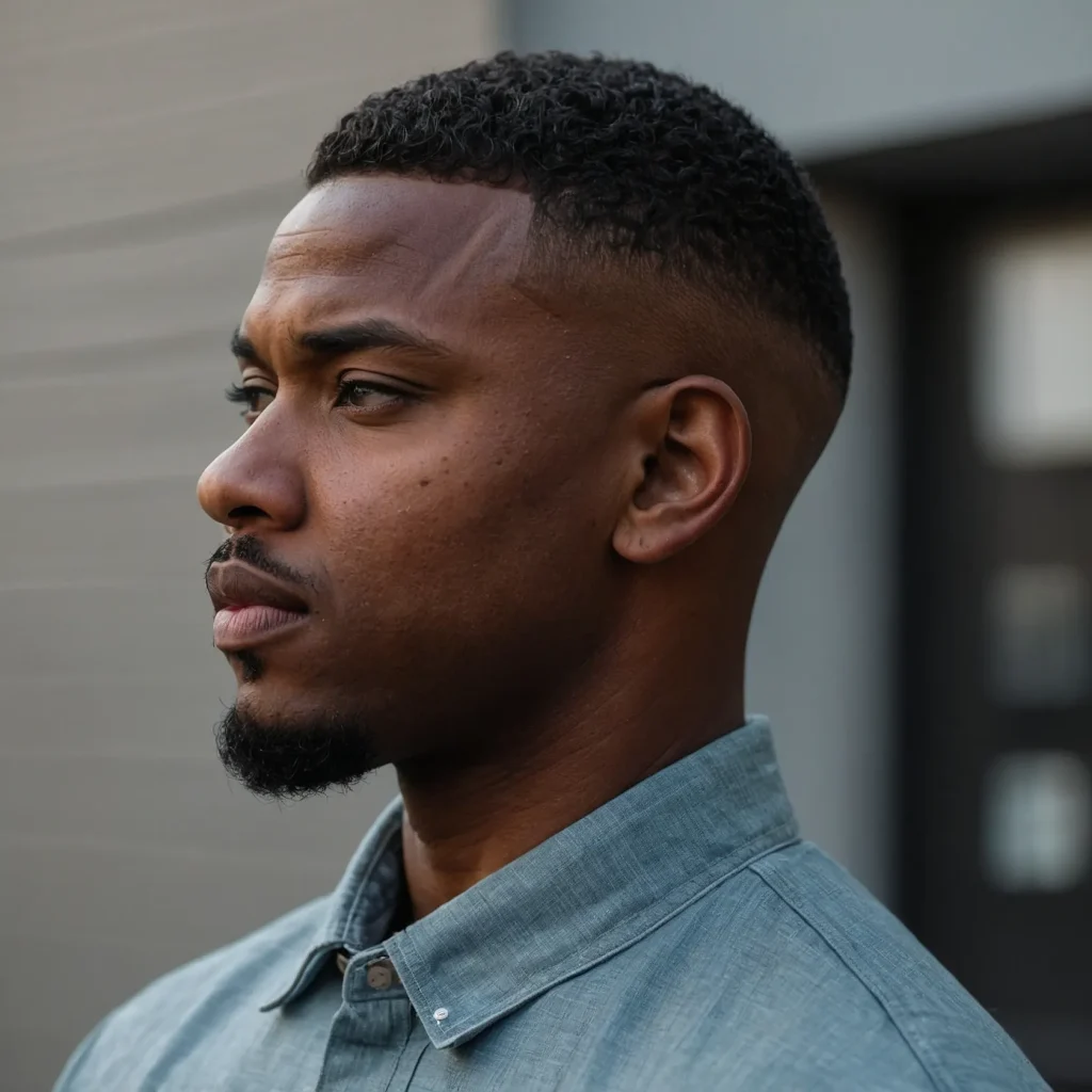 Low Fade with Buzzed TopBlack man with bu 0
