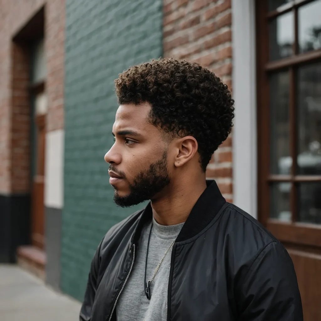 Low Fade with Natural Hair TextureBlack man 0
