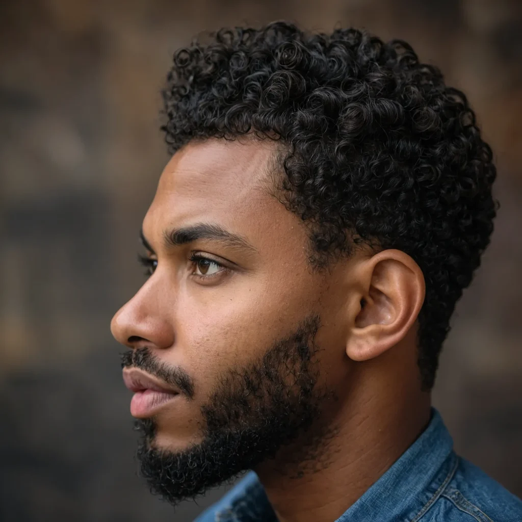 Low Fade with Natural Hair TextureBlack man 3