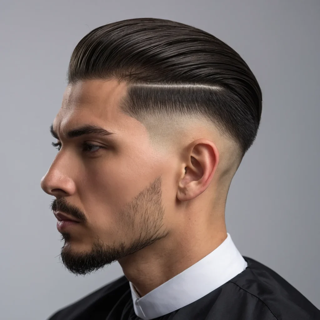 Low Fade with Slick BackHair is slicked strai 3