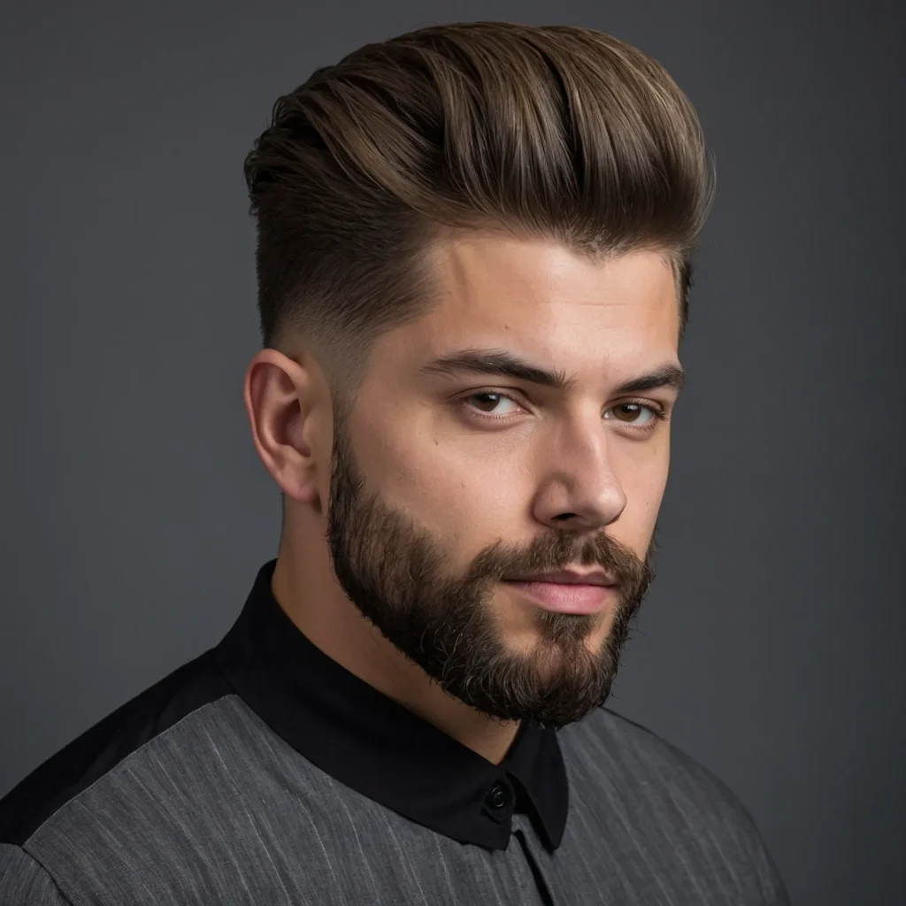 Mid Taper Fade with BrushedUp Topvoluminous 0