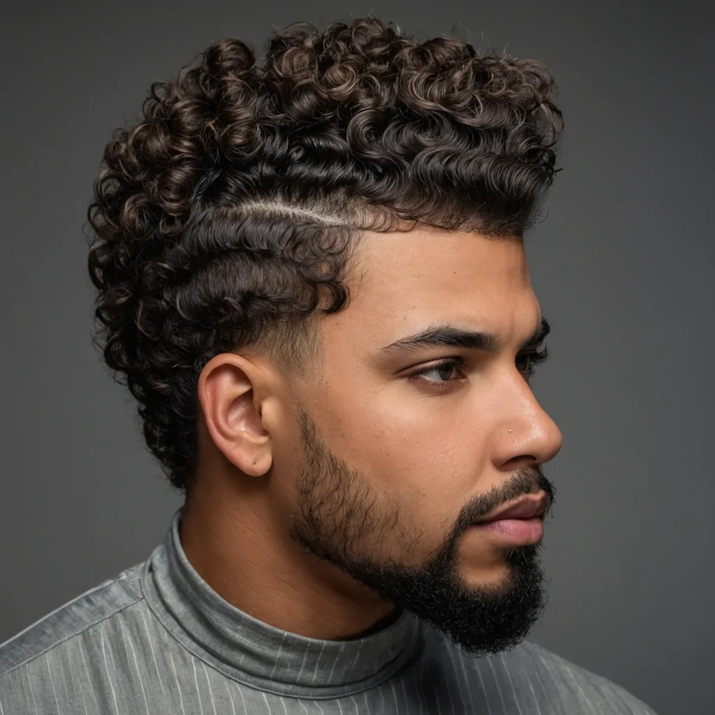 Mid Taper Fade with Natural CurlsMid taper fa