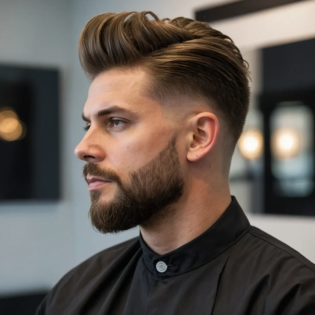 Mid Taper Fade with Quiffman with volumin 0