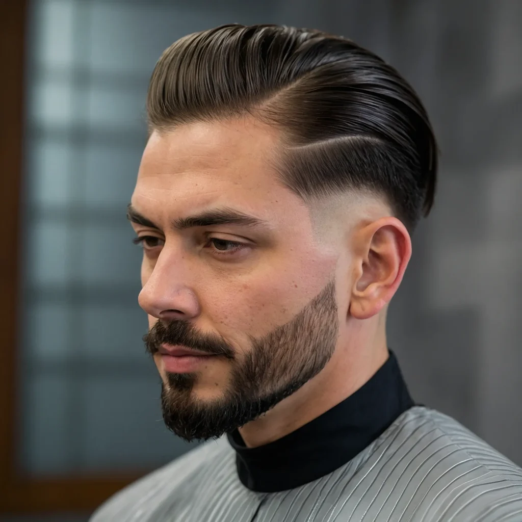 Mid Taper Fade with Slick BackSlicked back h0