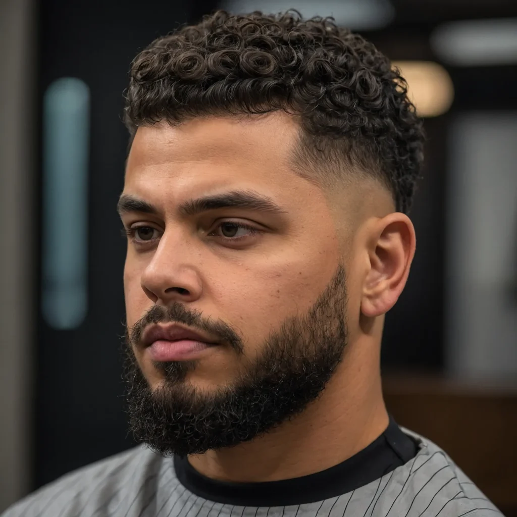 Mid Taper Fade with Soft CurlsGentle curls re 0