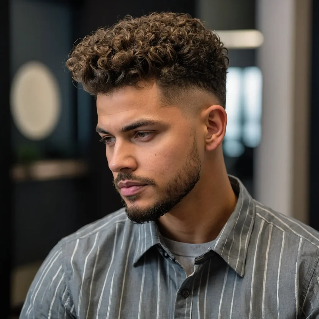 Mid Taper Fade with Soft CurlsGentle curls re 3
