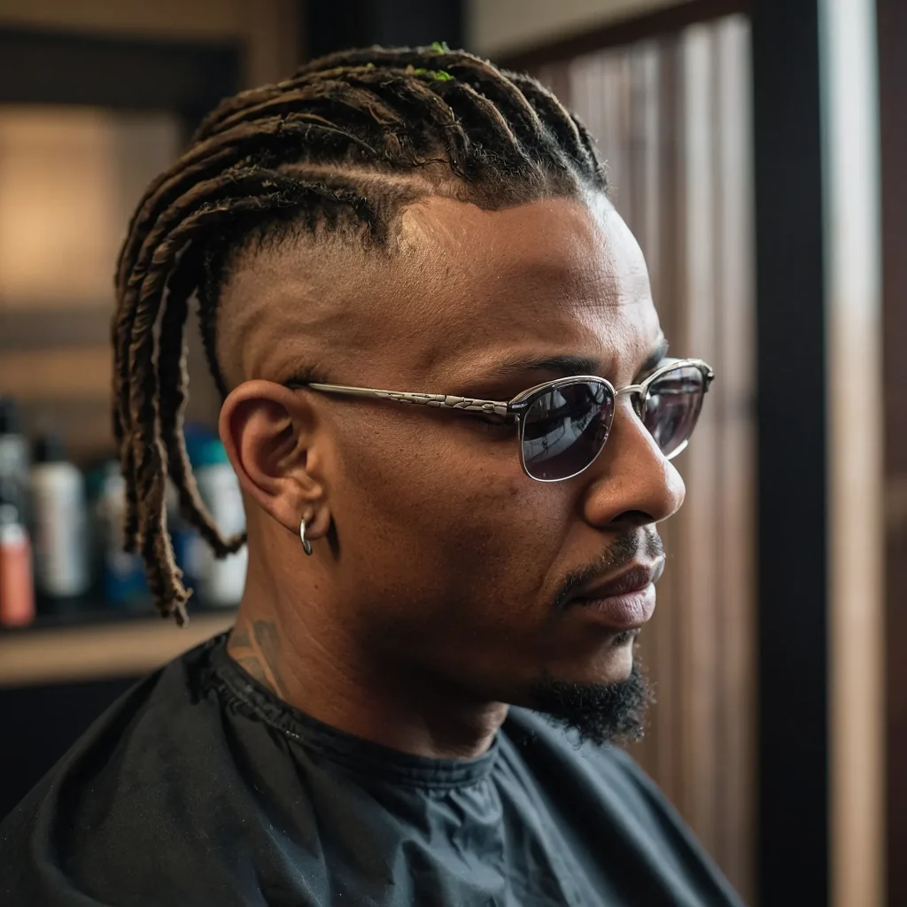 Mini Locs with Burst FadeThin locs styled ne3
