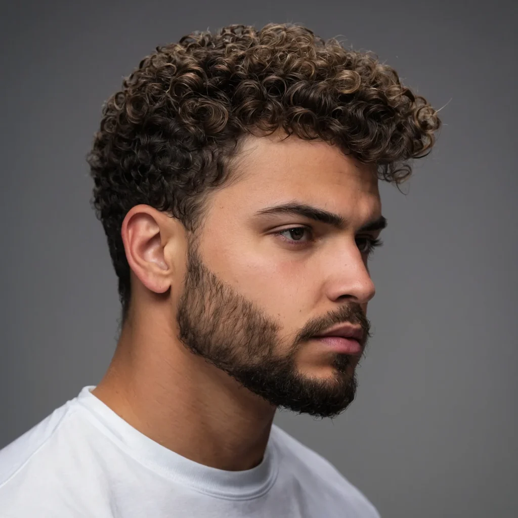 Taper Fade with Curly Topman with short to 0