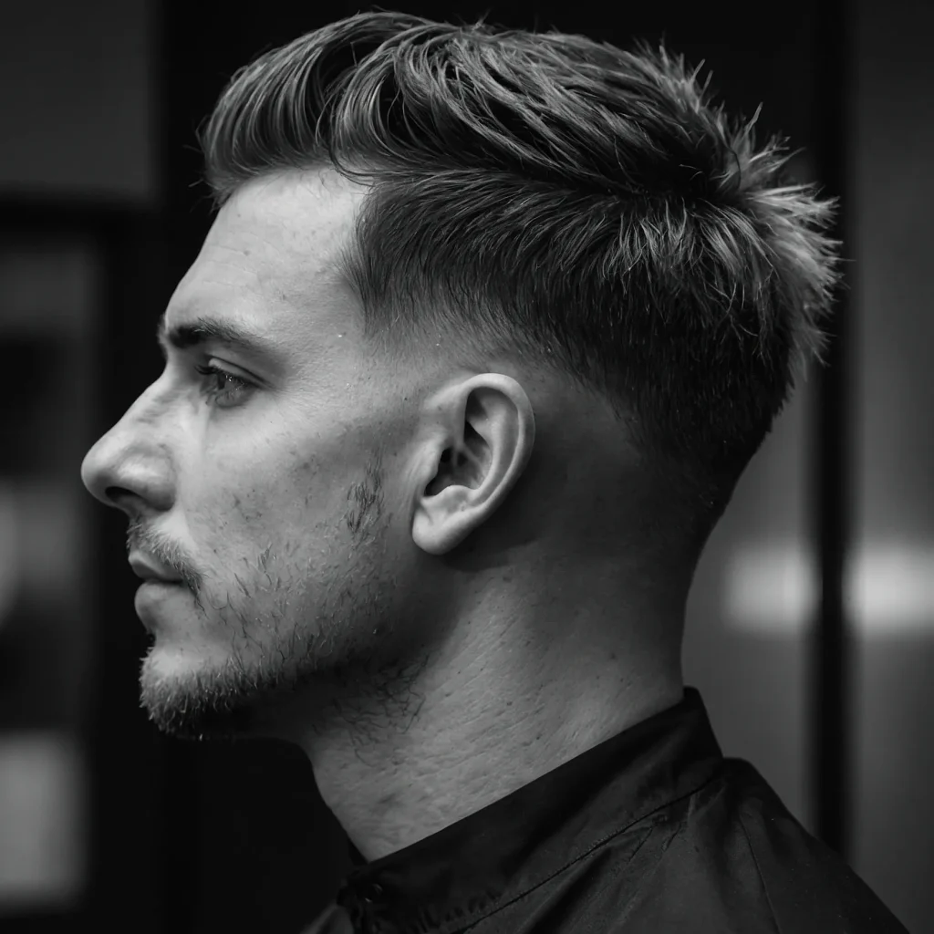 Taper Fade with Messy Fringeman with forw