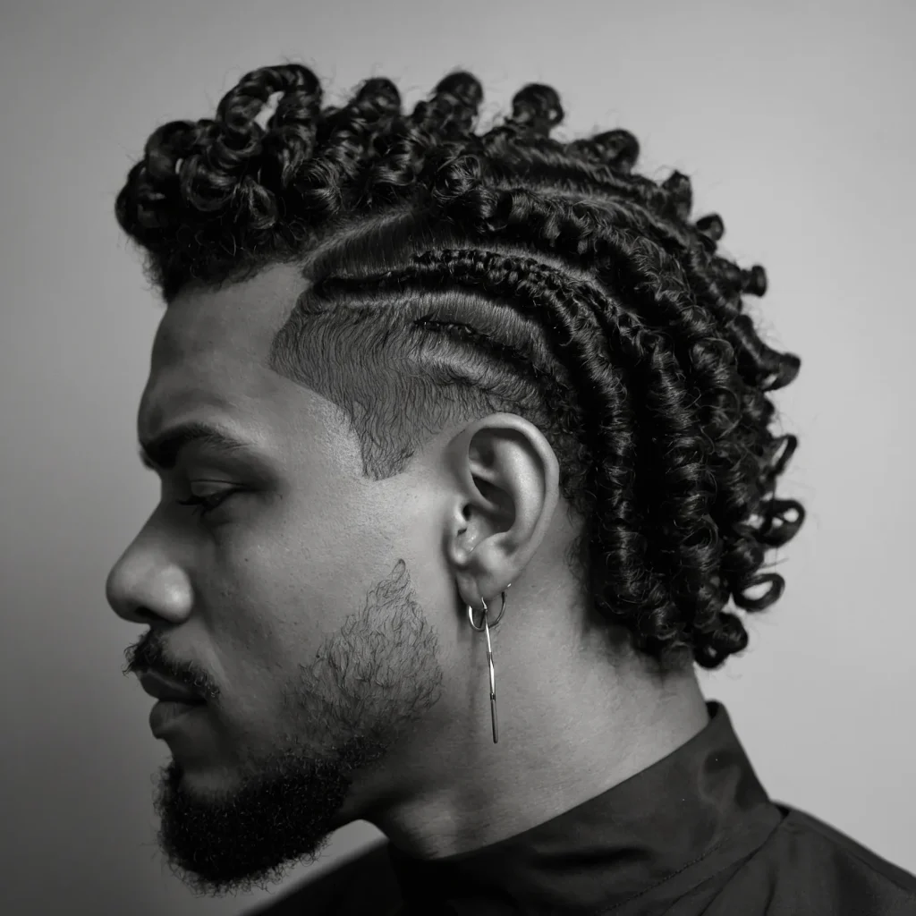 Taper Fade with Mini TwistsMini twisted curls