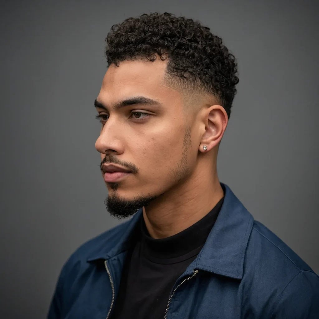 Taper Fade with Natural Curlsman with natur