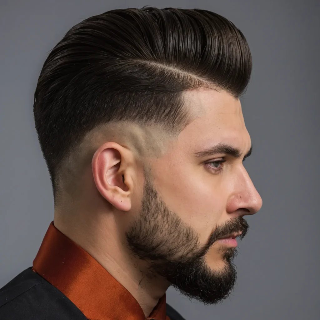 Taper Fade with Pompadourman with volumin