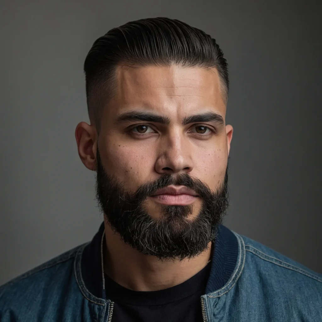 Taper Fade with Shadow BeardFaded sides and n 0