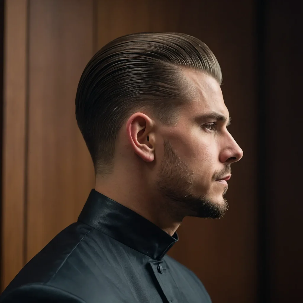 Taper Fade with Slicked Back Hairman with m