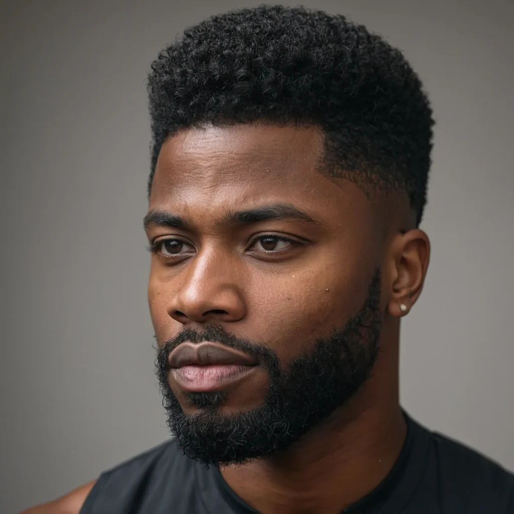 Taper Fade with Soft Afro TopBlack man with a