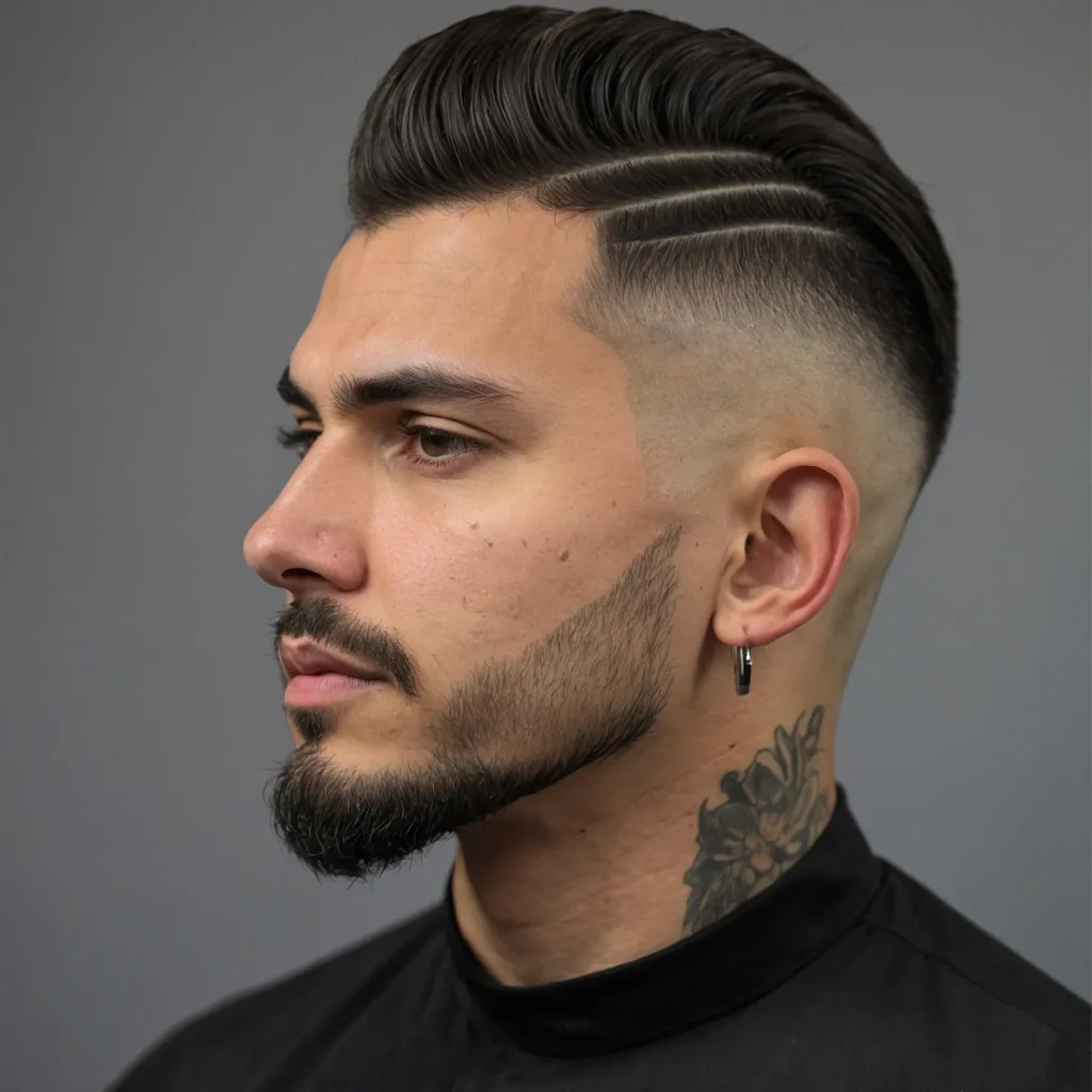 Taper Fade with Tapered Sideburnsman with s