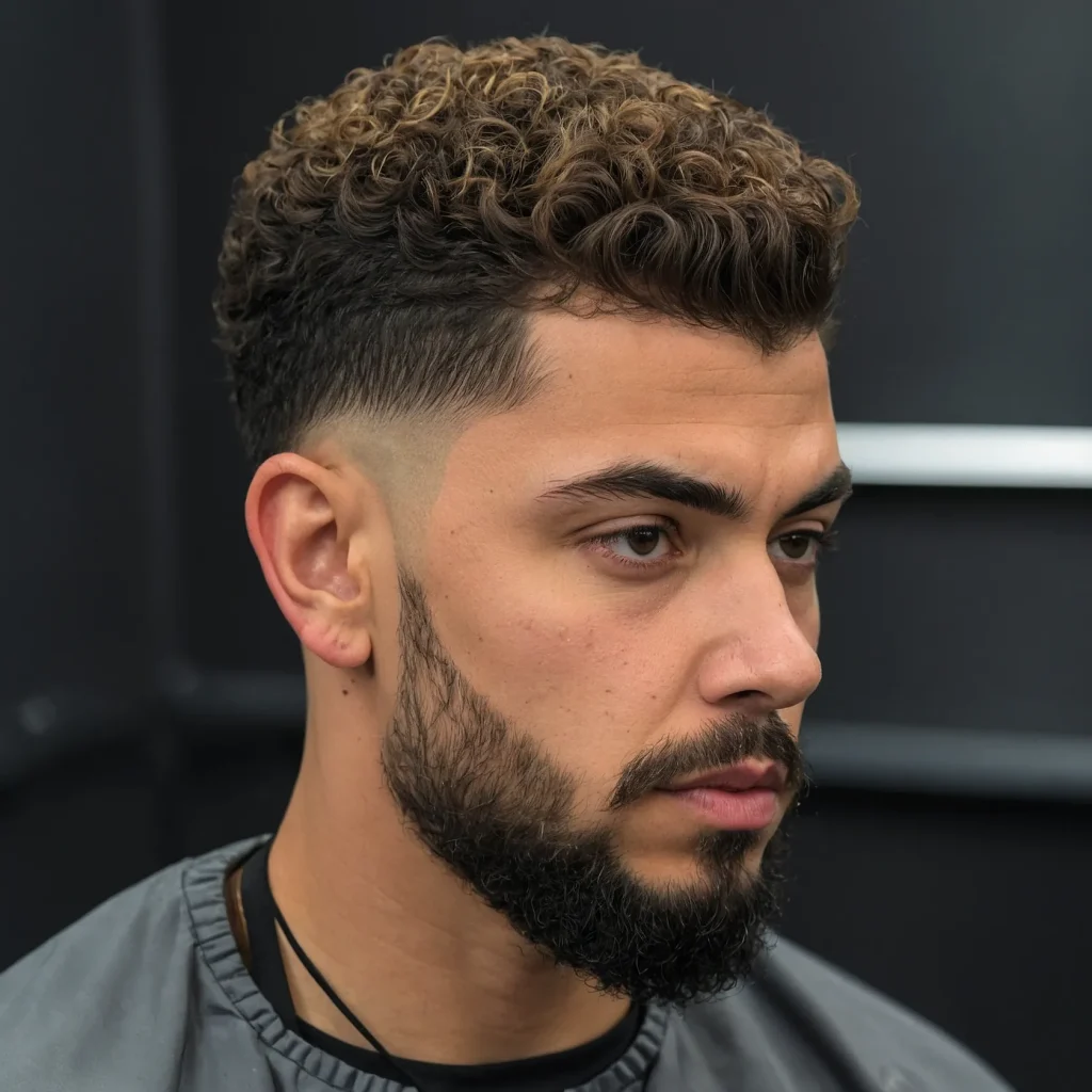 Taper Fade with Textured CropCropped curls wi