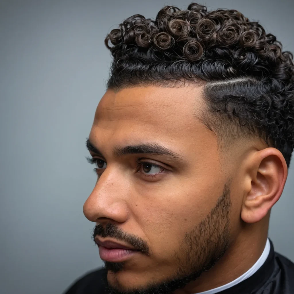 Taper Fade with Tight Coil TopTight coiled cu