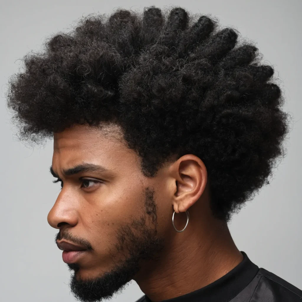 Tapered Afro Burst FadeBlack man with midle 3