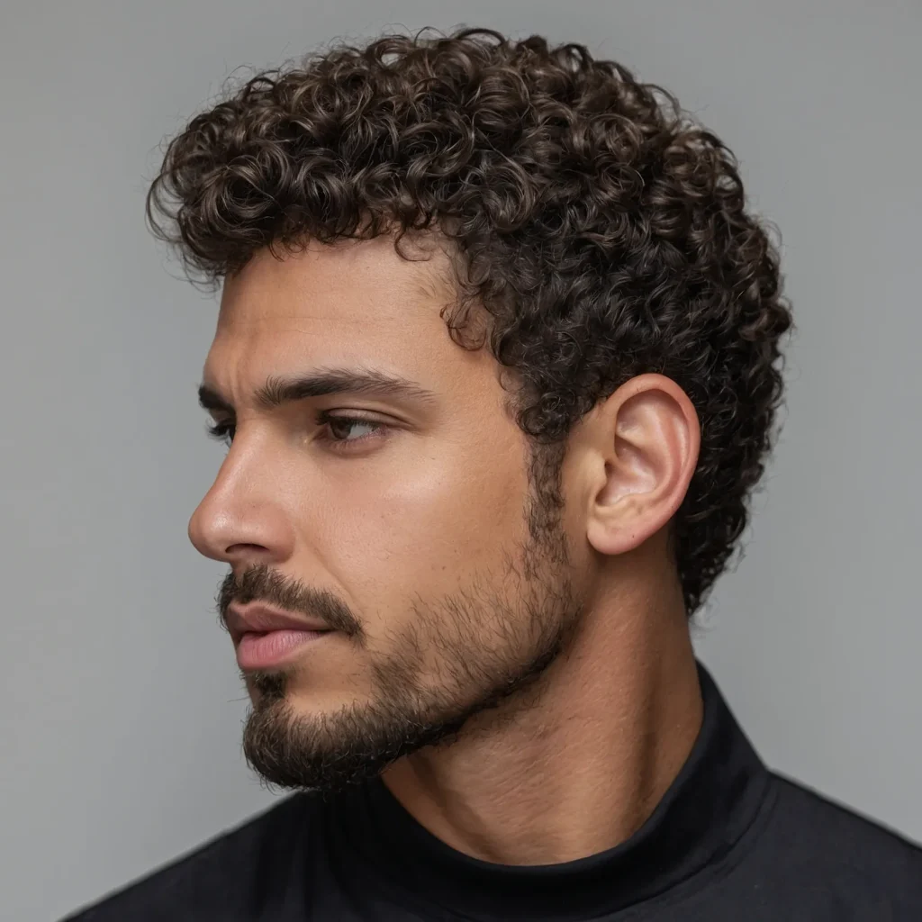 Curly Top with Tapered Sidesman with tight 2