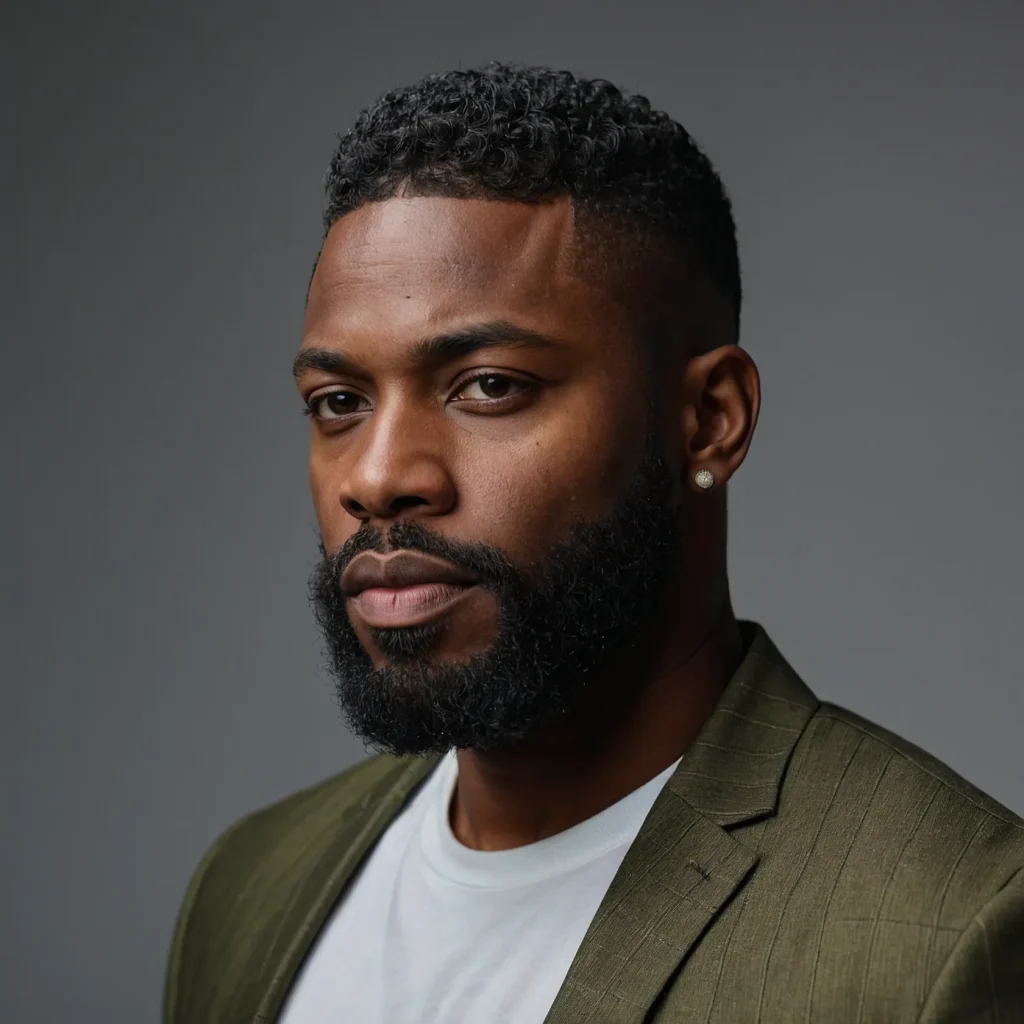Low Taper Fade Sharp Beard BlendBlack man