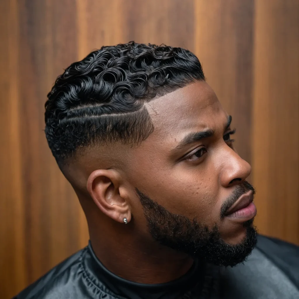 Low Taper Fade with 360 WavesBlack man show