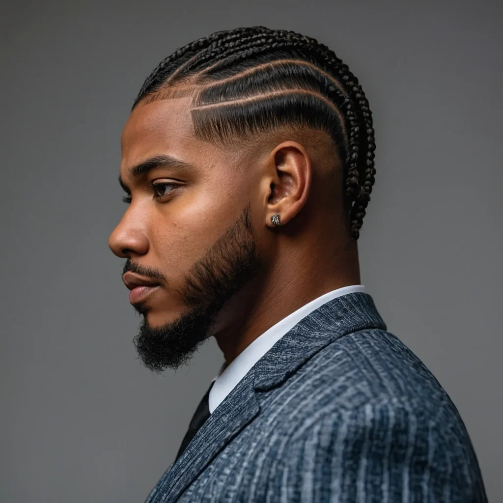 Low Taper Fade with Braided TopBlack man wi