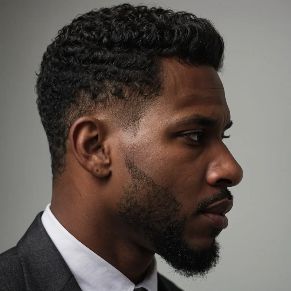 Low Taper Fade with Tapered SideburnsBlack