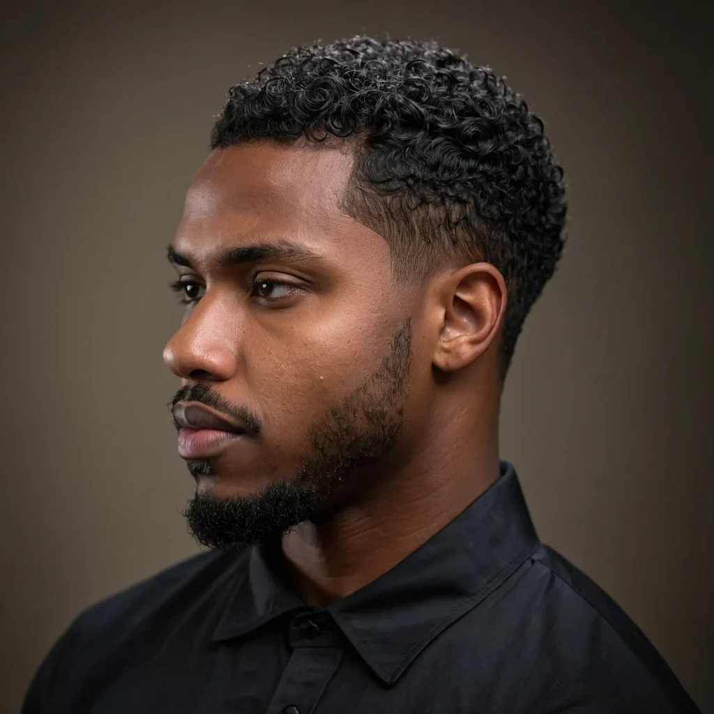 Low Taper with Defined CurlsBlack man with
