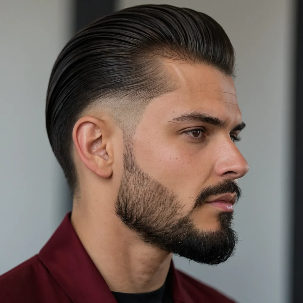 Straight Slick Back Low Fademan with mediu 2
