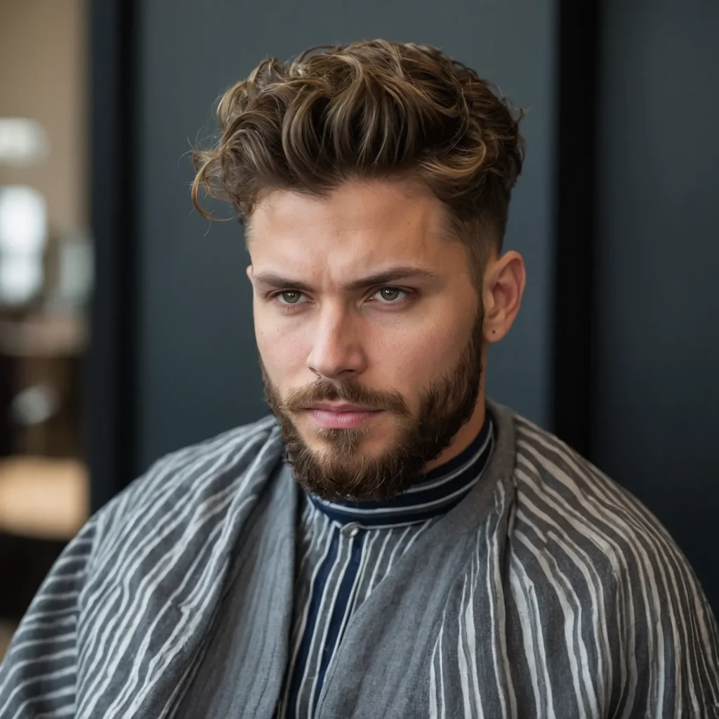 Wavy Hair Low Fademan with wavy tousled hai 2
