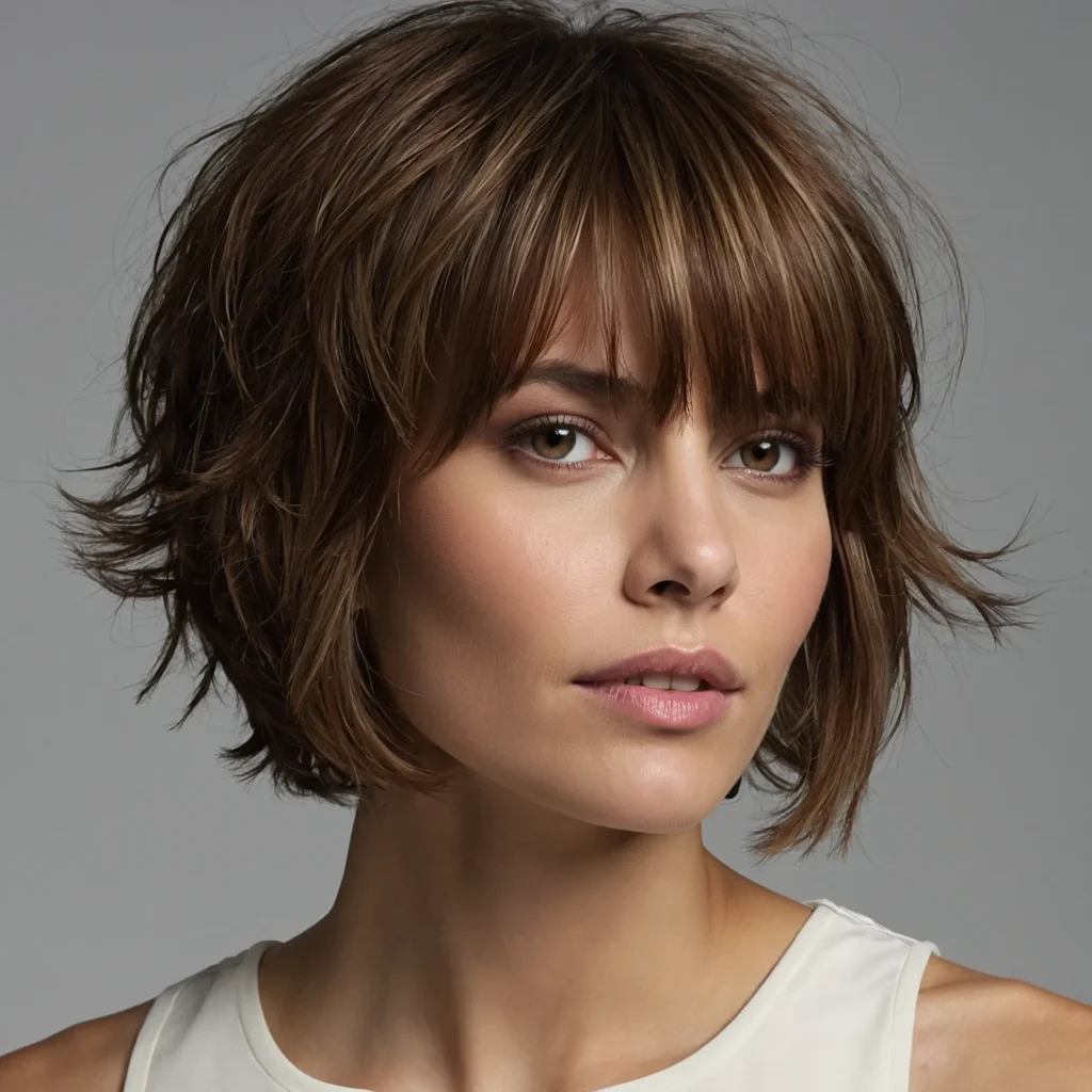 A realistic depiction of a Long Bixie Cut a 3