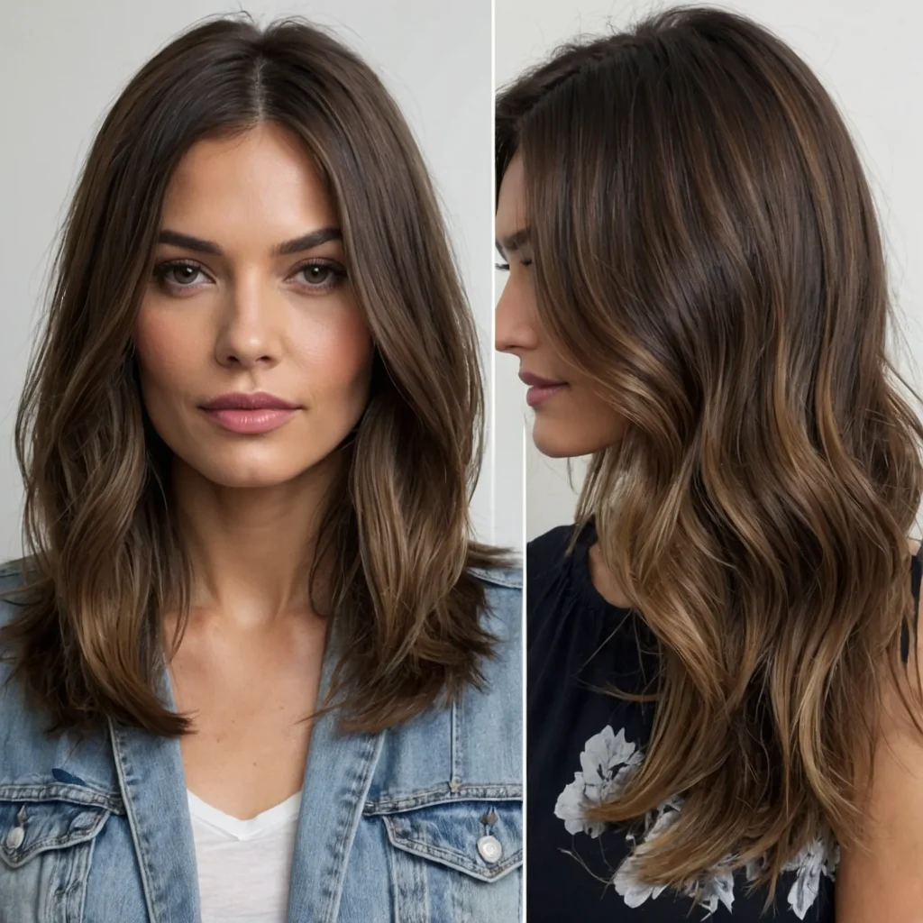 A realistic hairstyle of a long bob lob with 2