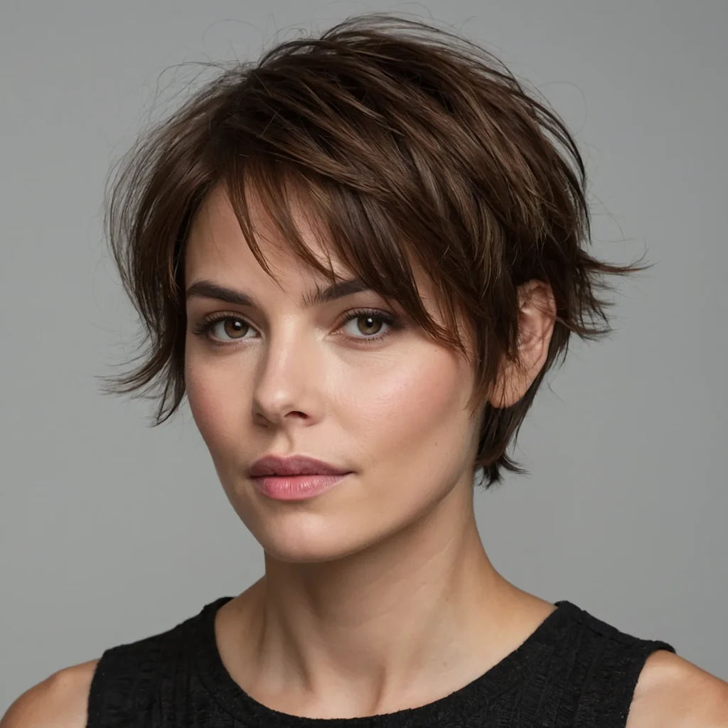 A realistic portrait of a bixie haircut featu 2
