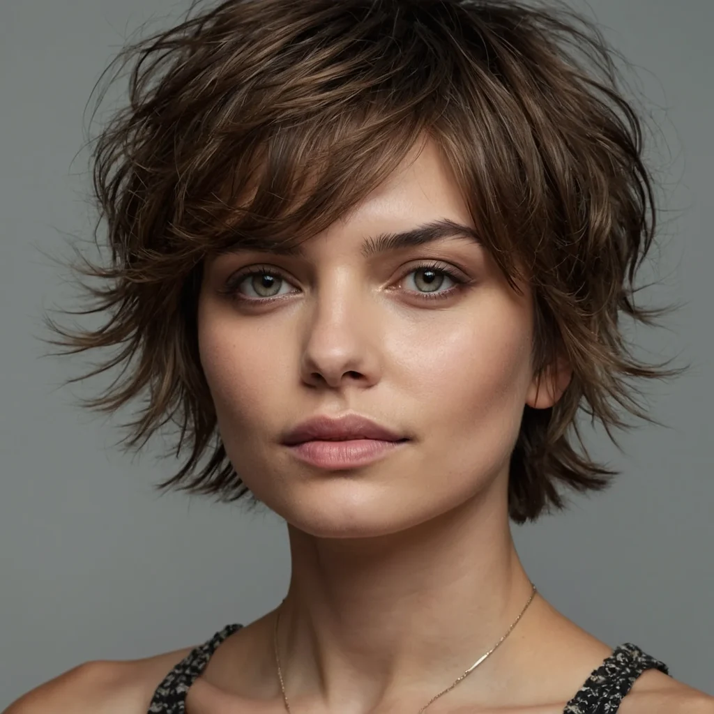 A realistic portrait of a woman with a Shaggy 2